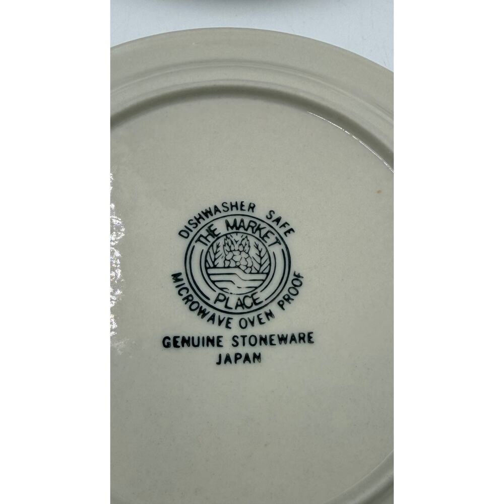 4 Japanese Genuine Stoneware The Market Place 7 1/4" Salad Plates Blue / Brown - Picture 3 of 3